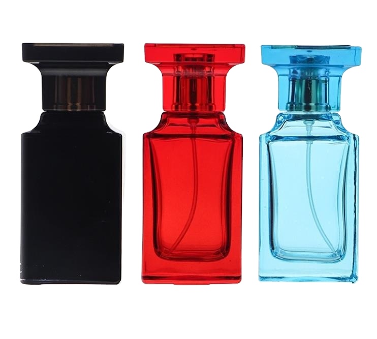 Custom Square 50ml Men Cologne Fine Mist Spray Perfume Glass Bottles Black Cologne Bottle