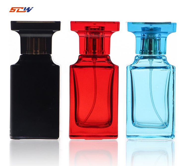Custom Square 50ml Men Cologne Fine Mist Spray Perfume Glass Bottles Black Cologne Bottle