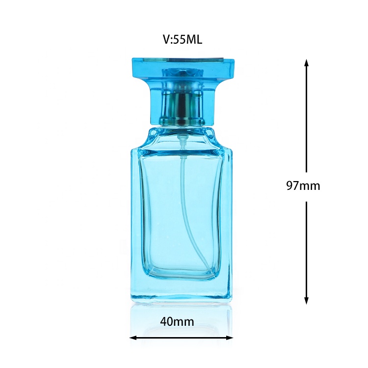 Custom Square Black Blue Empty 50ml Men Cologne Fine Mist Spray Perfume Glass Bottles