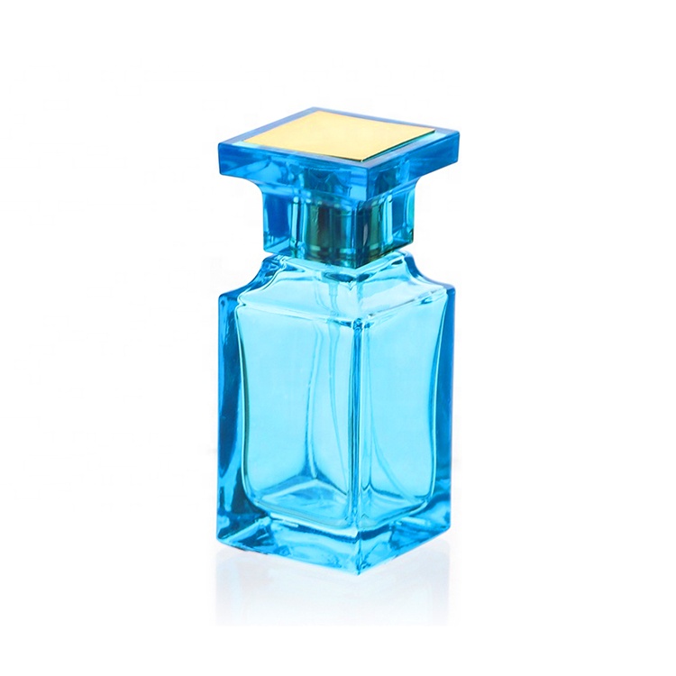 Custom Square Black Blue Red Empty 55ml Men Cologne Fine Mist Spray Perfume Glass Bottles Black Cologne Bottle