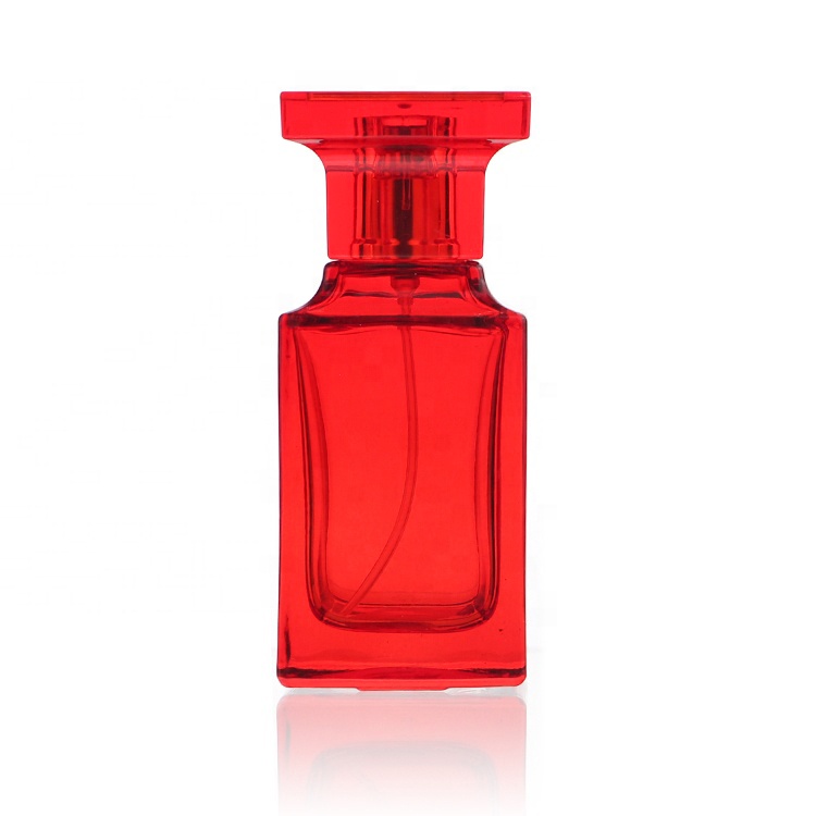 Custom Square Black Blue Red Empty 55ml Men Cologne Fine Mist Spray Perfume Glass Bottles Black Cologne Bottle