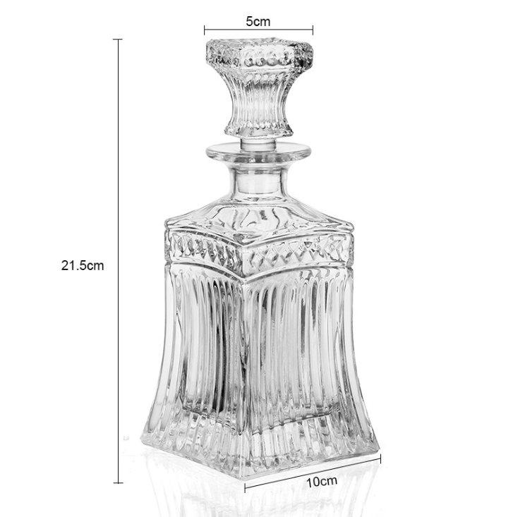 Custom Square Empty Whisky XO Food Storage Decanter Alcohol Gin Rum Liquor Wine Glass Bottle Wine Decanter Crystal