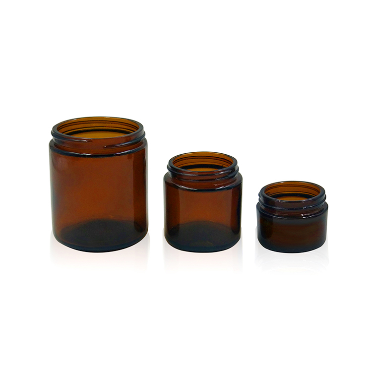 Custom Straight Sided 120ml 4 oz 250ml 8oz Clear Amber Frosted Cream Cosmetic Amber Glass Jar for Amazon