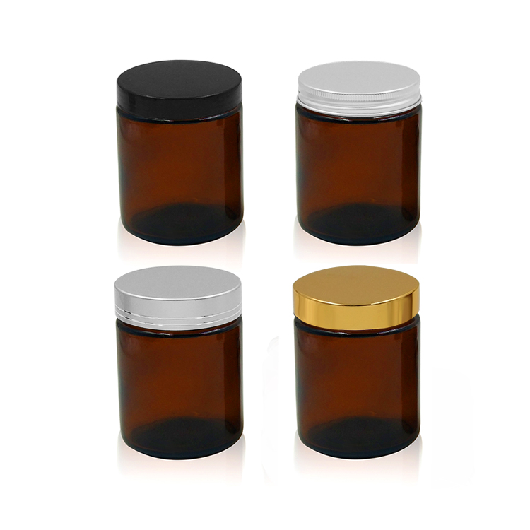 Custom Straight Sided 120ml 4 oz 250ml 8oz Clear Amber Frosted Cream Cosmetic Amber Glass Jar for Amazon