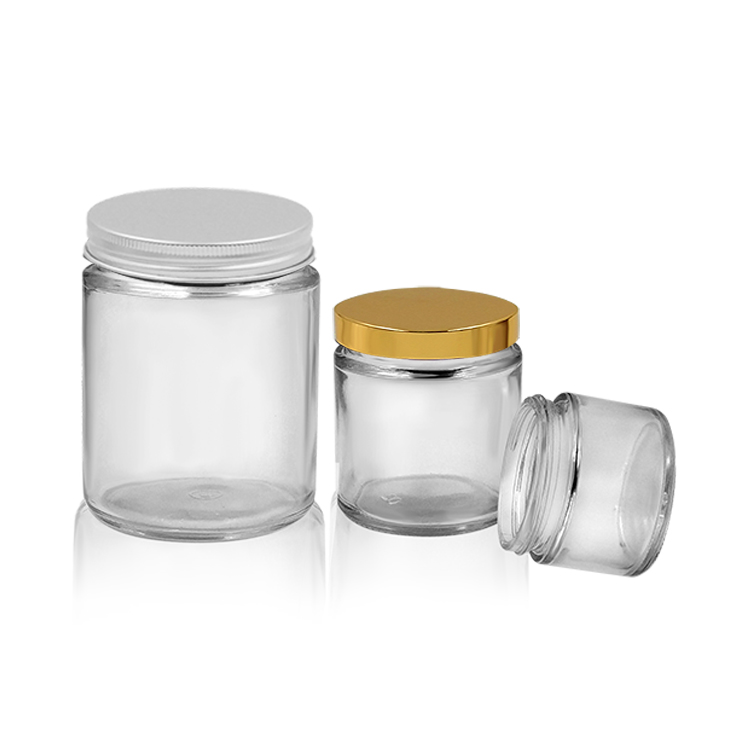 Custom Straight Sided 120ml 4 oz 250ml 8oz Clear Amber Frosted Cream Cosmetic Amber Glass Jar for Amazon