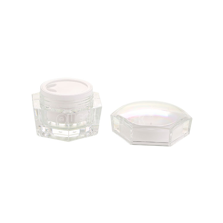 Custom Unique hexagon Luxury Acrylic Cream Jar 15ML 30ML 50ML Cosmetic Packaging Cream Jar