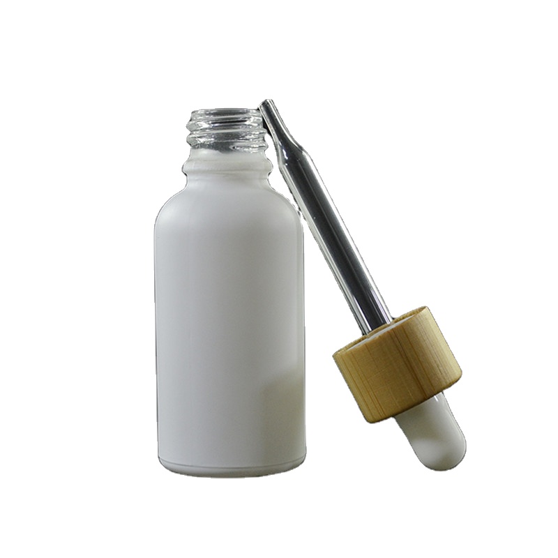 Custom White 10ml 15ml 20ml 30ml 50ml euro style Glass Bottle with bamboo dropper cap