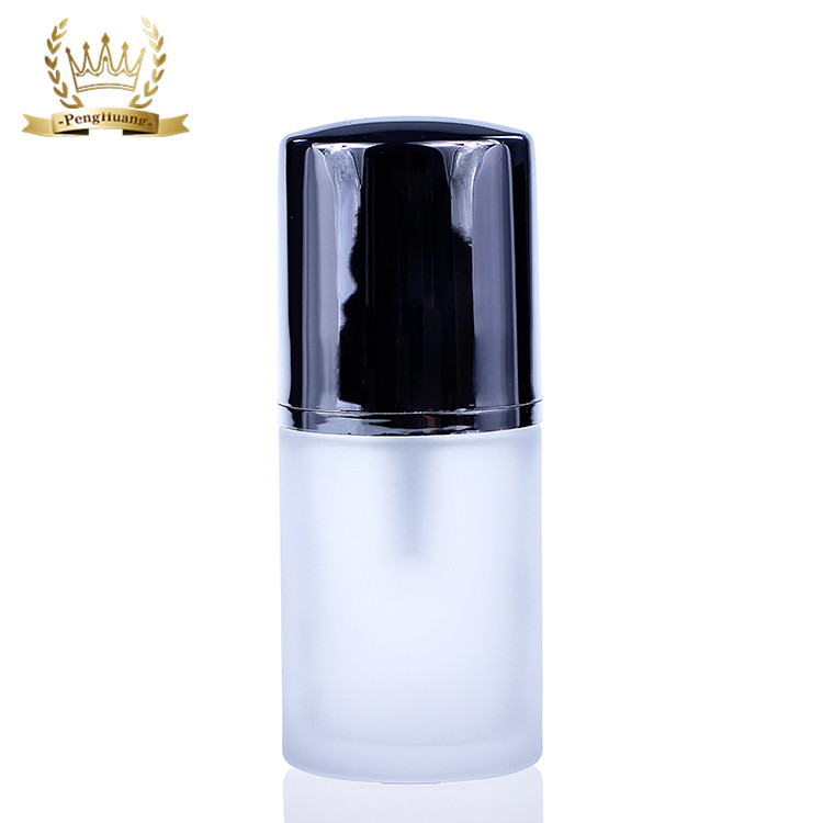 Custom White Frosted Glass Skin Care Packaging Empty Body Lotion Printed Pump Round Glass Lotion Bottle Set