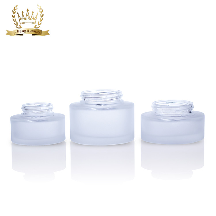 Custom White Frosted Glass Skin Care Packaging Empty Body Lotion Printed Pump Round Glass Lotion Bottle Set
