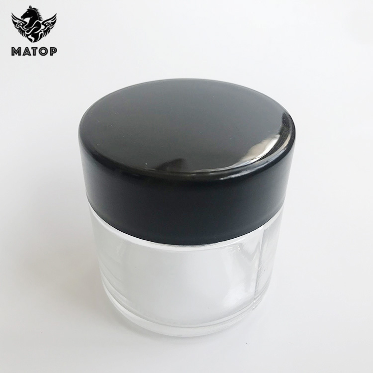 Custom White black bottle child proof glass jar hemp flower airtight glass container