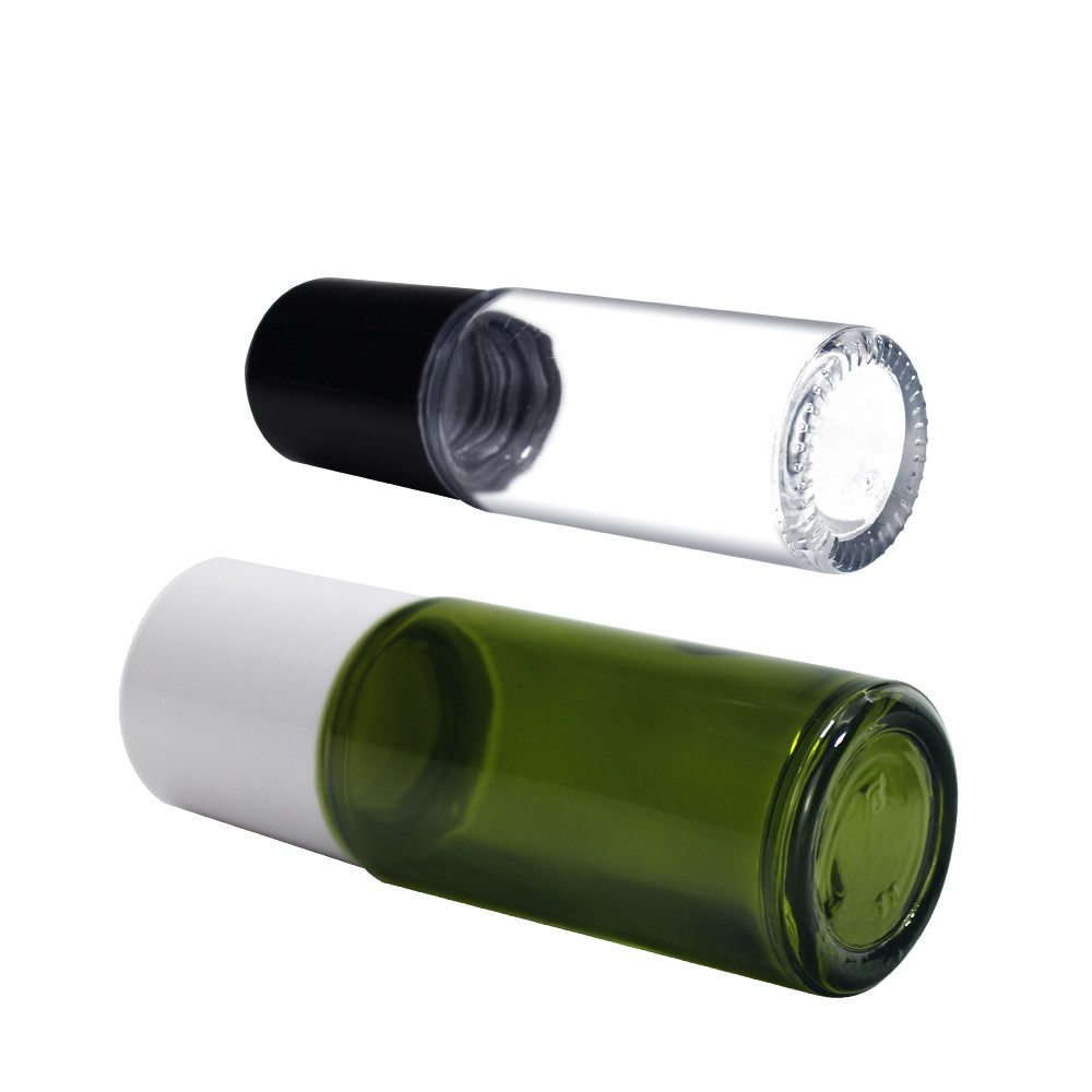 Custom Wholesale 15ml 30ml 50ml Clear Transparent Perfume Glass Roll On Roller Round Bottle With Plastic Cap