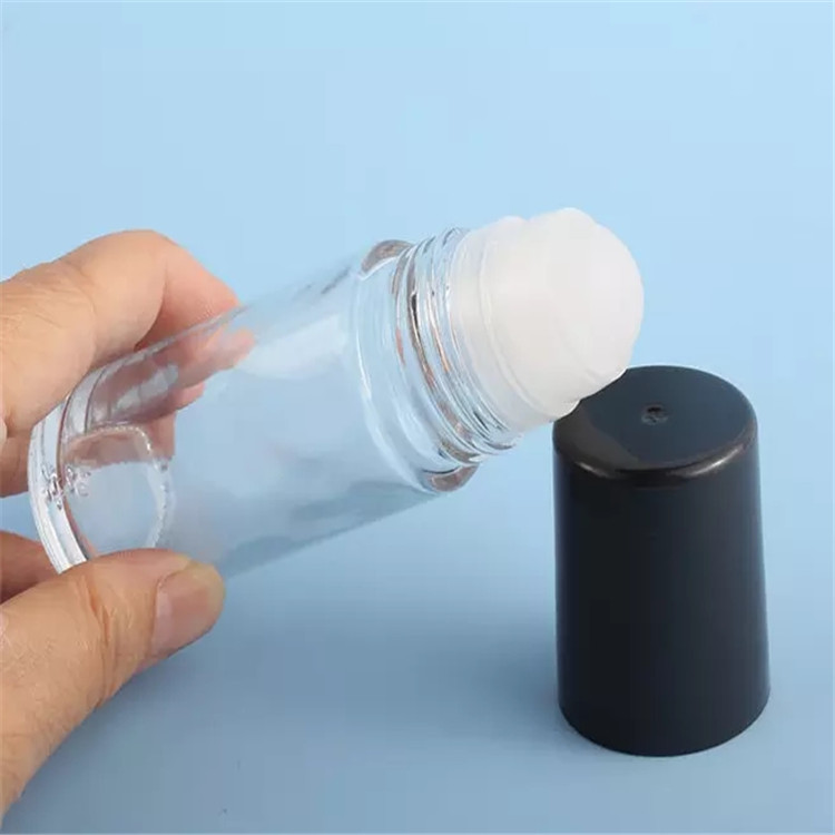 Custom Wholesale 15ml 30ml 50ml Clear Transparent Perfume Glass Roll On Roller Round Bottle With Plastic Cap