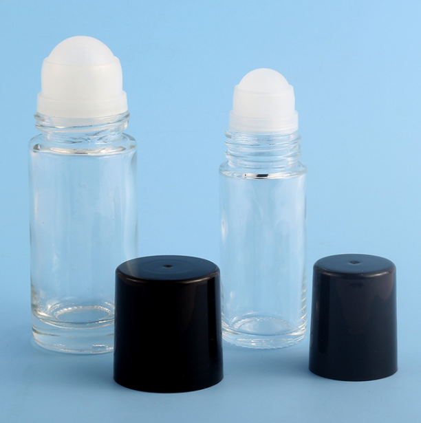 Custom Wholesale 15ml 30ml 50ml Clear Transparent Perfume Glass Roll On Roller Round Bottle With Plastic Cap