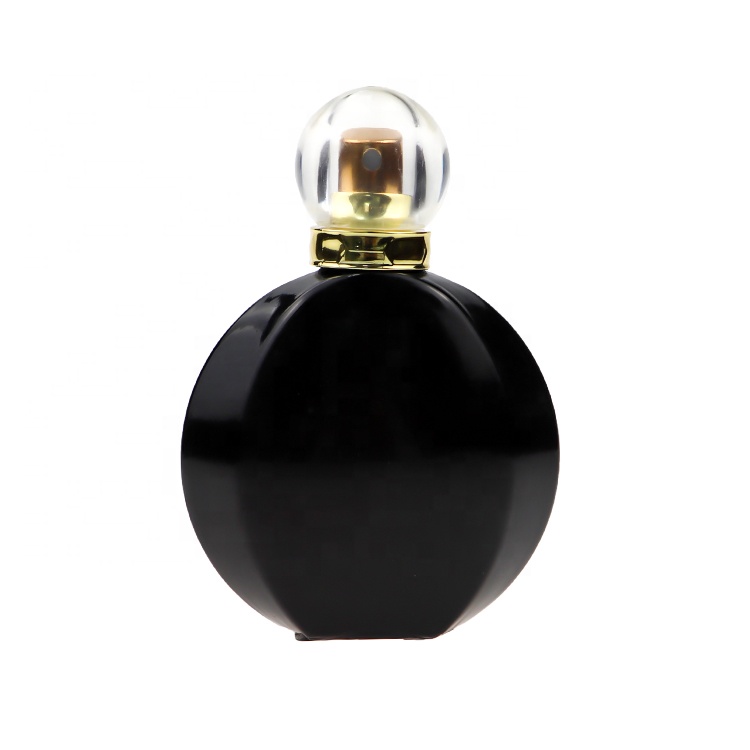 Custom Wholesale Black Round Men Colonge Glass Perfume Bottle 30ml 50ml