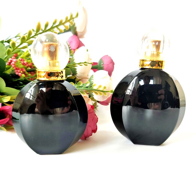 Custom Wholesale Black Round Men Colonge Glass Perfume Bottle 30ml 50ml