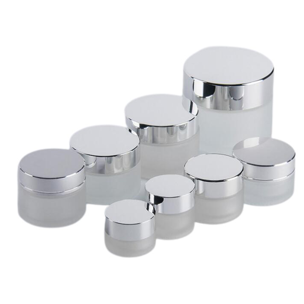 Custom Wide Mouth Frosted Glass 30ml 50ml Face Cream Container with Lid
