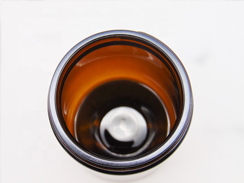 Custom Wide Mouth Storage 8OZ/250ml Amber Straight Side Glass Jar for candle with Lid