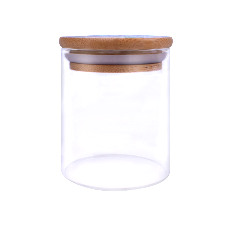 Custom air tight airtight empty child proof spice packing bamboo cork lid glass jar