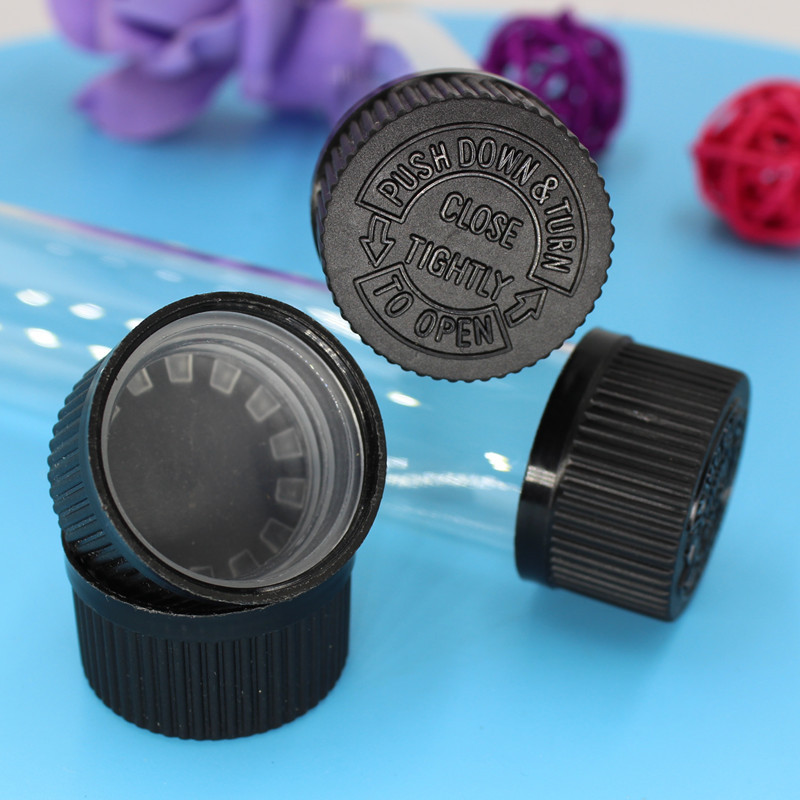 Custom any size Child Resistant Proof Cap Clear Medical Samples Test Pre-Roll Joint Glass Tube Vials with Screw Top Cap