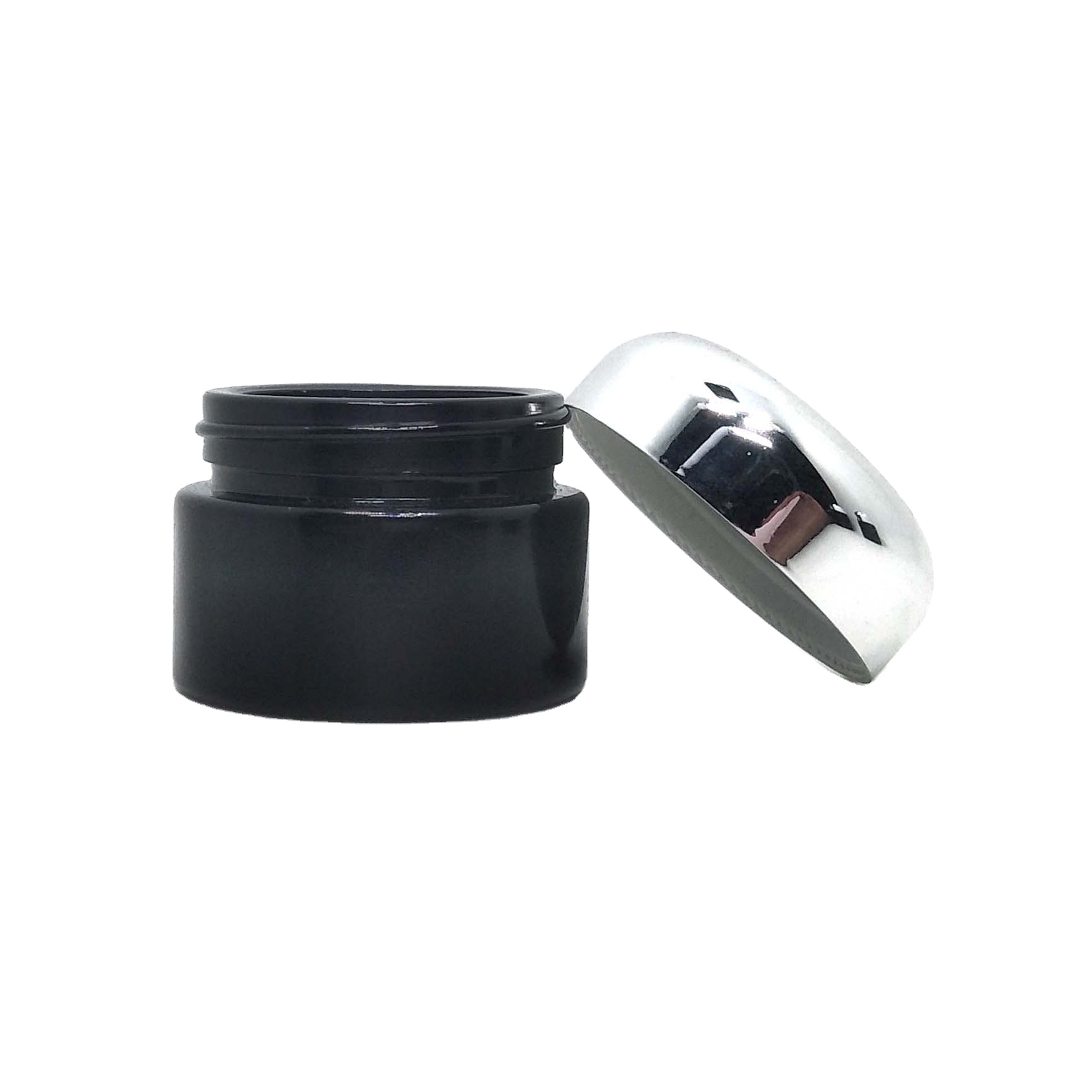 Custom beautiful dark black uv violet cosmetic cream glass jars with smooth round cap