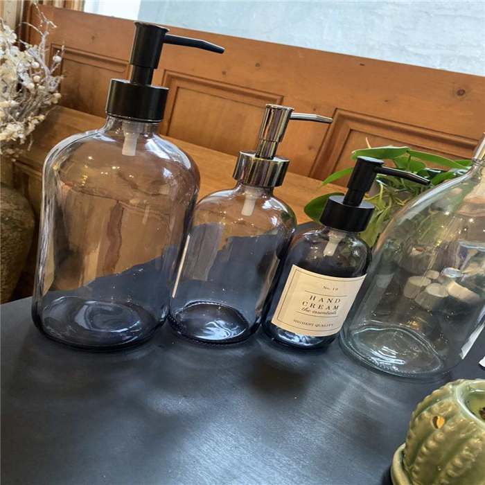 Custom best selling Transparent Smoke grey Round Glass jar