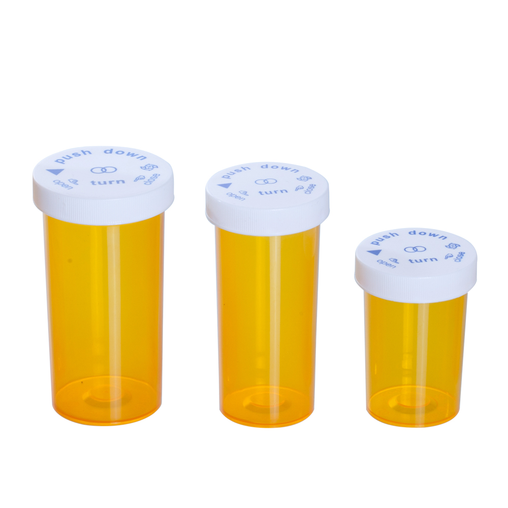 Custom biodegradable orange child resistant plastic 50ml medcine pill bottle
