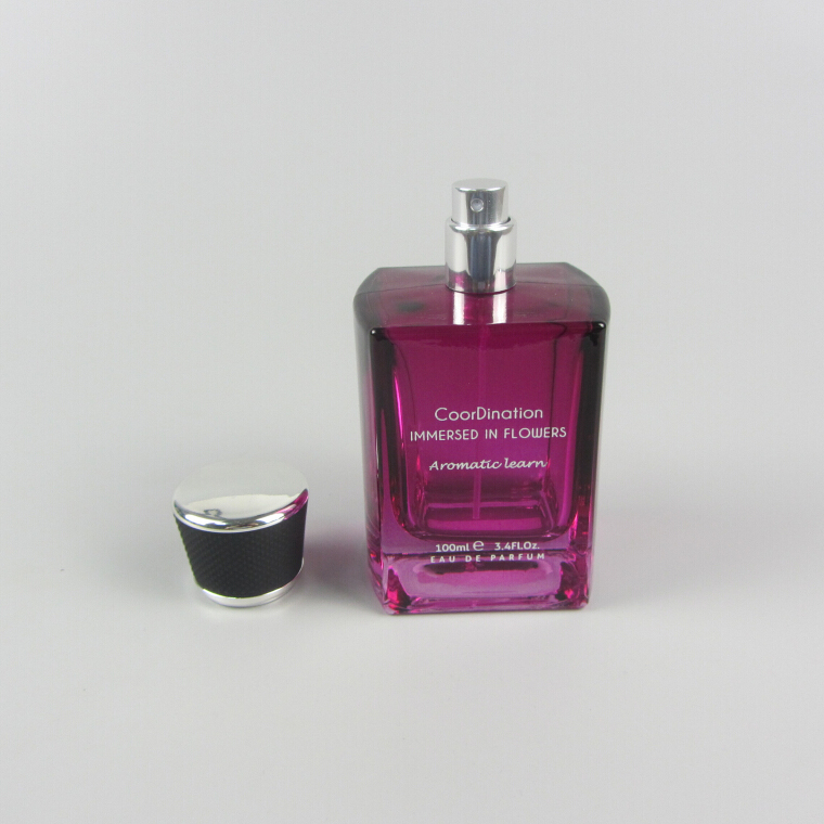 Custom black 100ml clear rectangular glass perfume bottles with pump sprayer