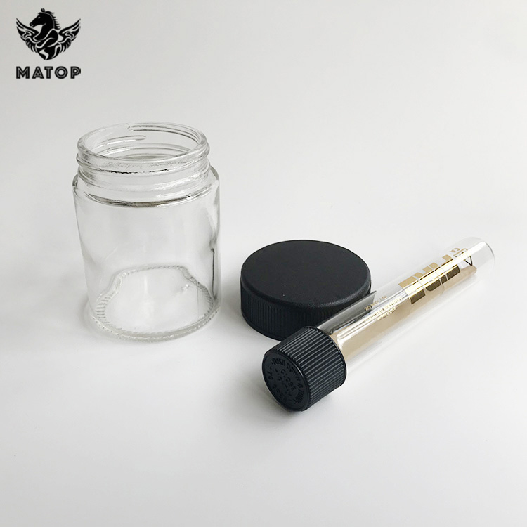 Custom bright black Smell Proof Weed UV Glass Stash Jar