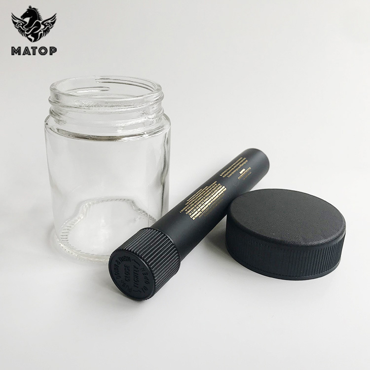 Custom bright black Smell Proof Weed UV Glass Stash Jar