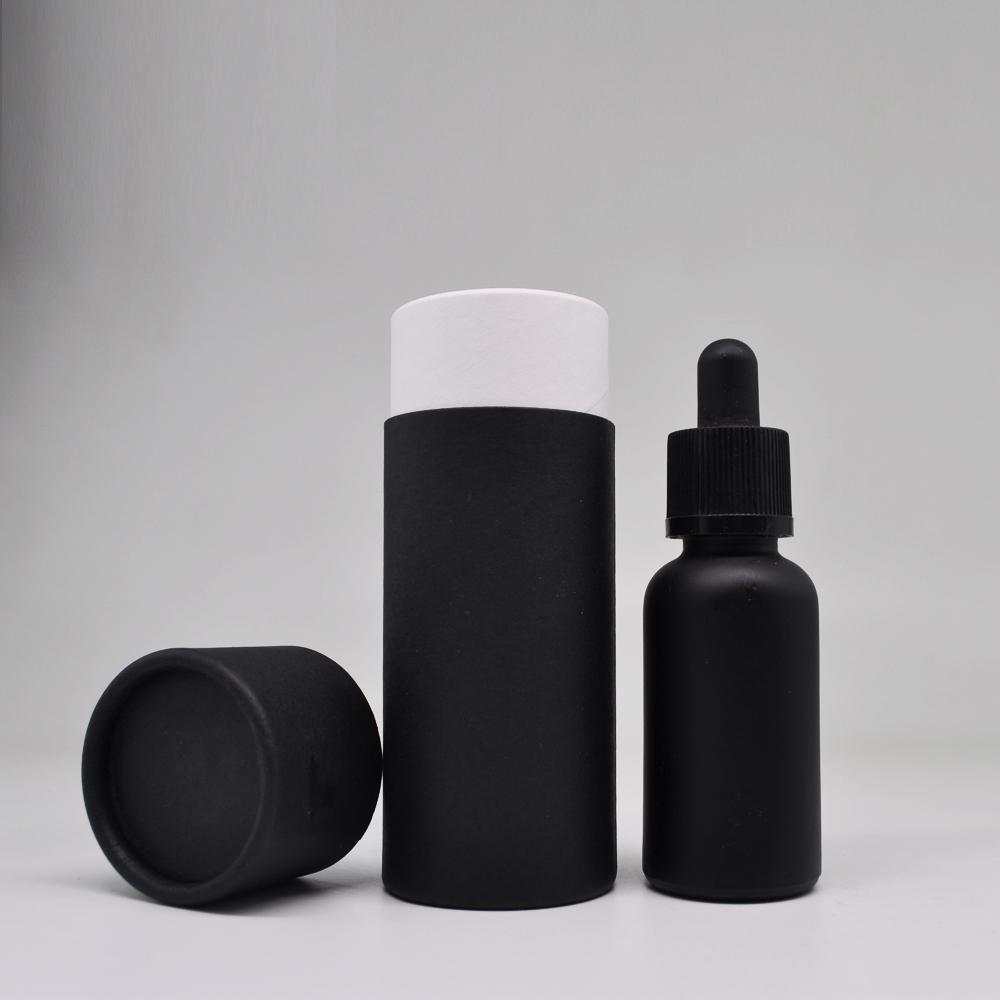 Custom cardboard box 30ml black frosted e liquid glass dropper bottle packaging box