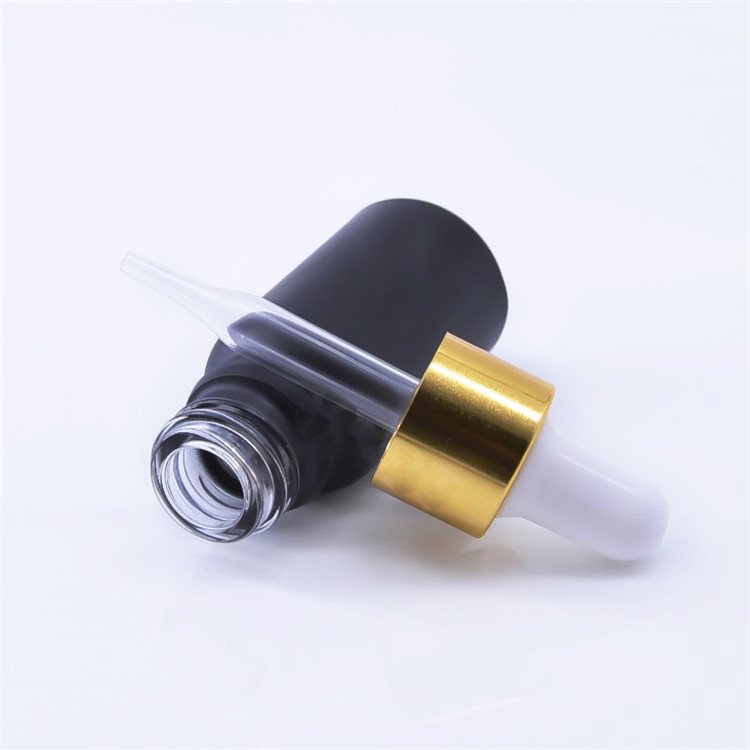 Custom cbd dropper bottle vapor eliquid bread oil essential oil black glass bottle black glass 30 ml