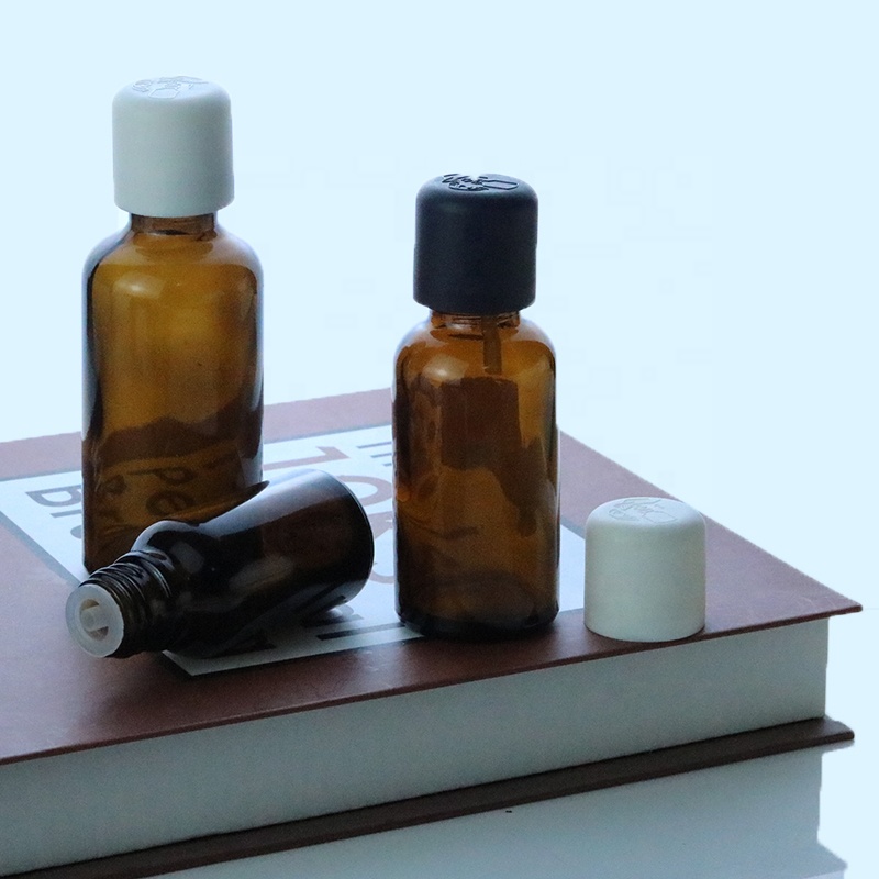 Custom child proof glass bottle 15ml 20ml 30ml 50ml 100ml Amber essential oil bottle with child-proof cap (GRA17)