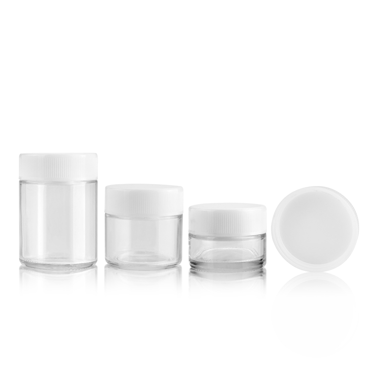 Custom child resistant jar cbd clear lid glass jar candle jar with lid glass