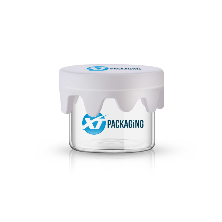 Custom childproof jar 3 5 7 g child proof safety lock crc cap small jars glass concentrate container for cbd packing