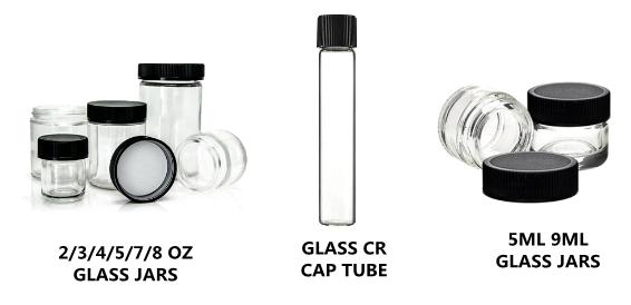 Custom clear 1oz 2oz 4oz child resistant glass jars with childproof cap