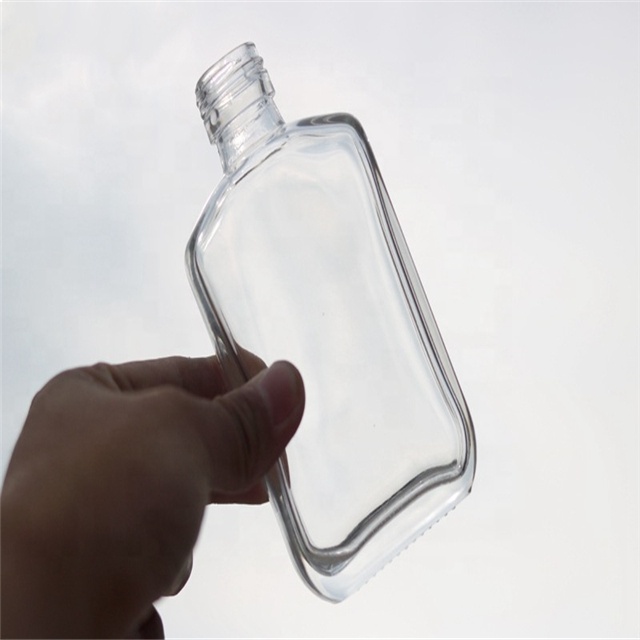 Custom clear flat square whisky wine vodka glass bottle