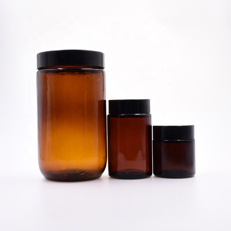 Custom clear round 100ml 120ml 180ml 250ml 500mlscented frosted matte amber black glass candle jar with wooden metal plastic lid