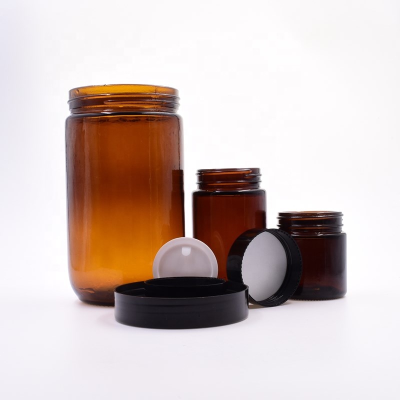 Custom clear round 100ml 120ml 180ml 250ml 500mlscented frosted matte amber black glass candle jar with wooden metal plastic lid