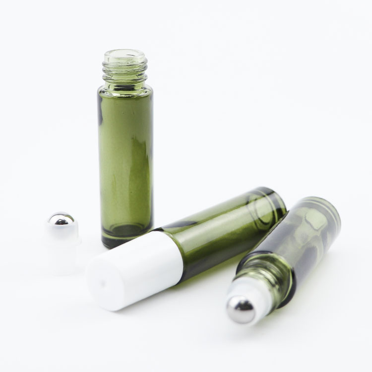 Custom color 10ml roll on glass bottle with metal roller and screw lid