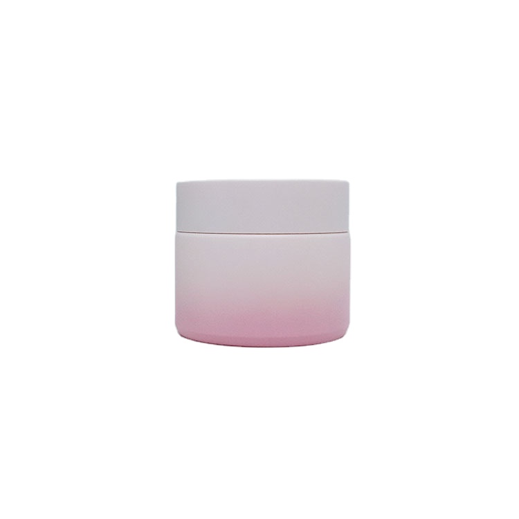 Custom color  20g 30g 50g pink  opal skin care face cream cream jar glass with pink plastic lid