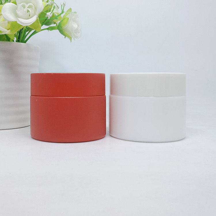 Custom color 20g 30g 50g pink opal skin care face cream cream jar glass with pink plastic lid