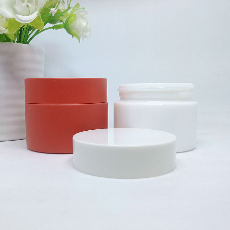 Custom color 20g 30g 50g pink opal skin care face cream cream jar glass with pink plastic lid