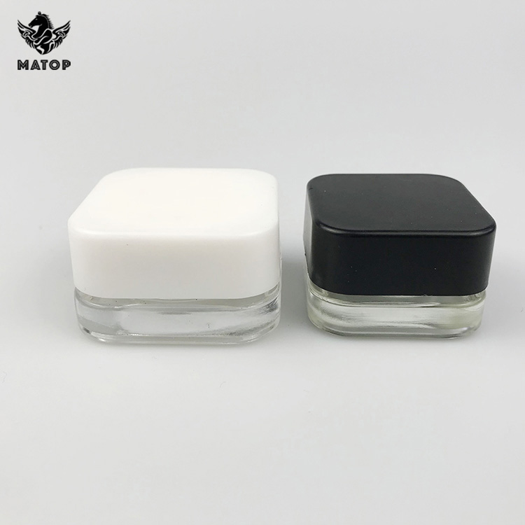 Custom color 3 5 7 9gram transparent glass jar with Child proof  screw lid