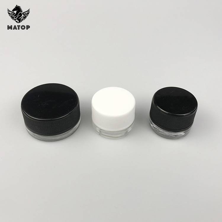 Custom color 3 5 7 9gram transparent glass jar with Child proof screw lid