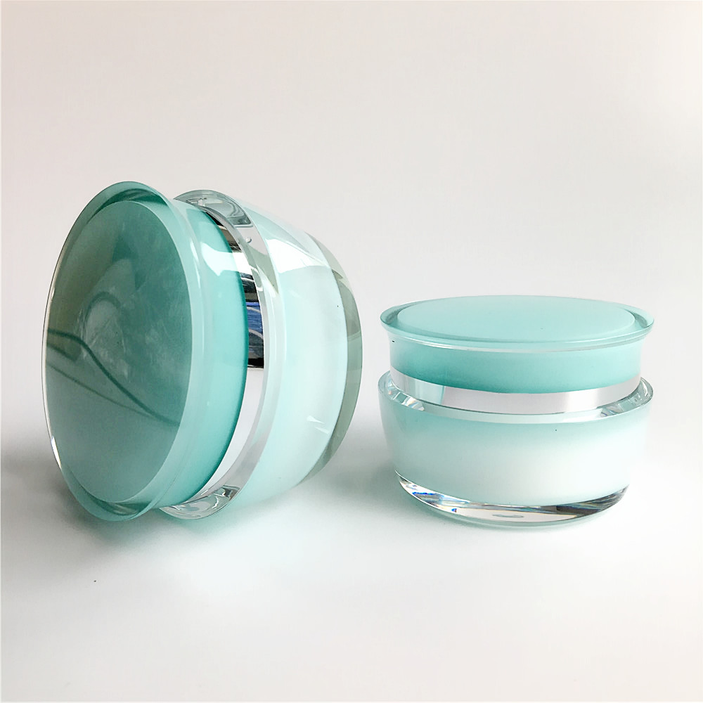 Custom color cosmetic packaging cream jar 15g special luxury acrylic light blue jar for cream