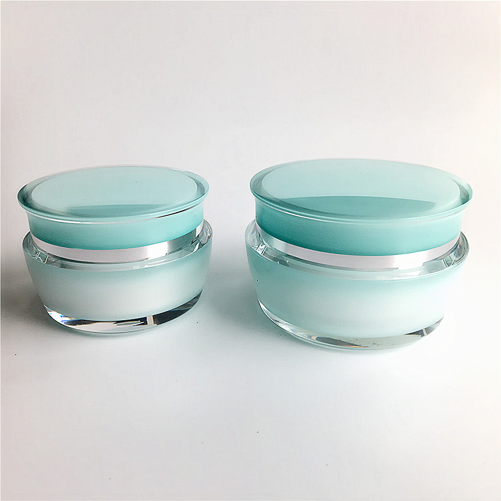 Custom color cosmetic packaging cream jar 15g special luxury acrylic light blue jar for cream