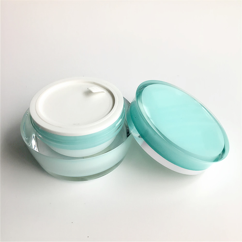 Custom color cosmetic packaging cream jar 15g special luxury acrylic light blue jar for cream