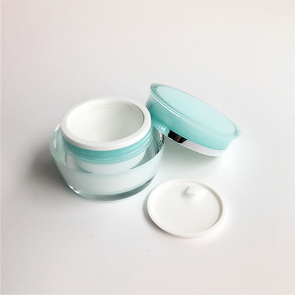 Custom color cosmetic packaging cream jar 15g special luxury acrylic light blue jar for cream