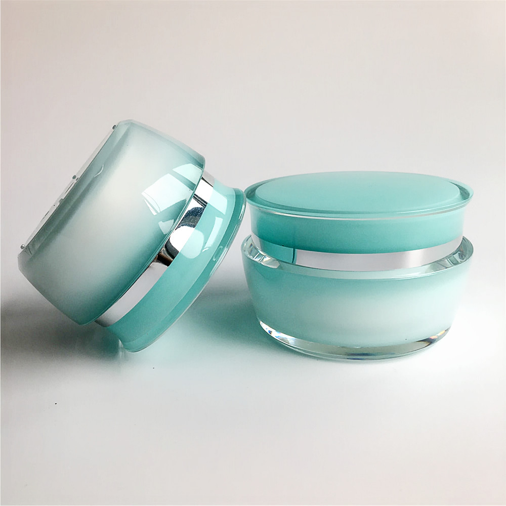 Custom color cosmetic packaging cream jar 15g special luxury acrylic light blue jar for cream