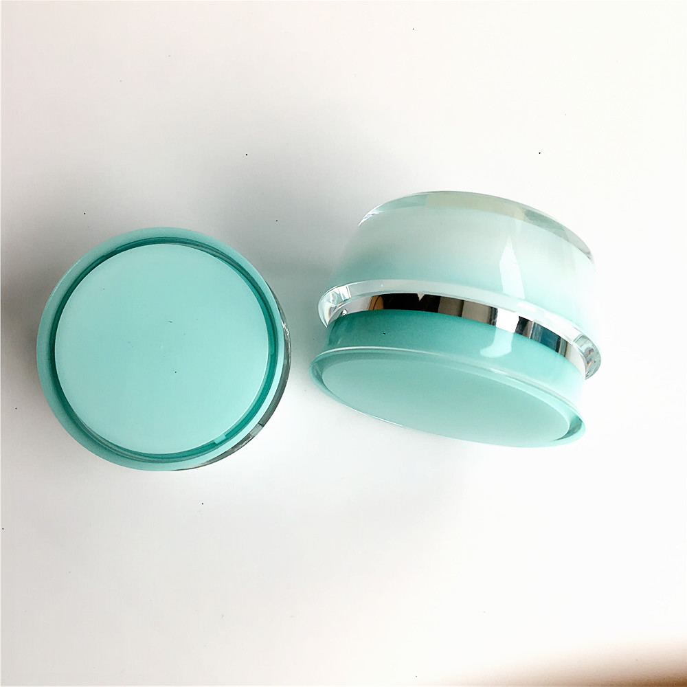 Custom color cosmetic packaging cream jar 15g special luxury acrylic light blue jar for cream